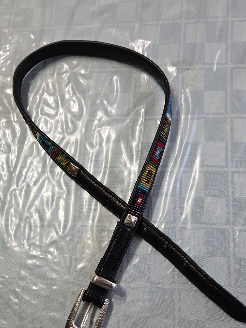 Brighton Womens Black Leather Belt with Silver-Tone Buckle Southwestern